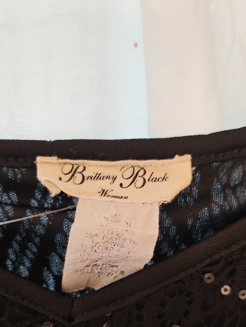 1XL Brittany Black Black Sequined Crochet Top - Picture 2 of 3